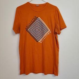 Mens Large Hollister Orange Double Hit Diamond Graphic T Shirt